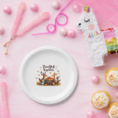 Dankbaar samen - Schattigee bosdieren Thanksgi Papieren Bordje (Feest)