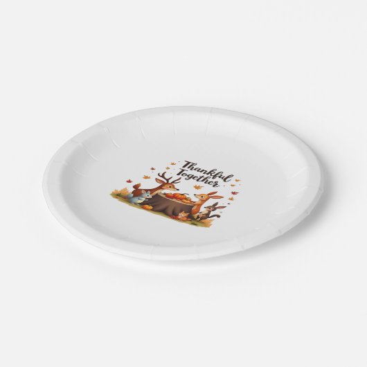 Dankbaar samen - Schattigee bosdieren Thanksgi Papieren Bordje (Gekanteld)