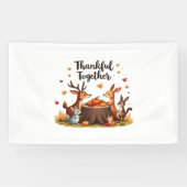 Dankbaar samen - Schattigee bosdieren Thanksgi Spandoek (Horizontaal)