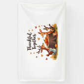 Dankbaar samen - Schattigee bosdieren Thanksgi Spandoek (Verticaal)