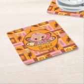 Dankbaar Schattige Turkije Thanksgiving Papieren O Kartonnen Onderzetters (Schuin)