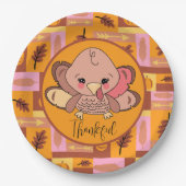 Dankbaar Schattige Turkije Thanksgiving Partij Bor Papieren Bordje (Voorkant)