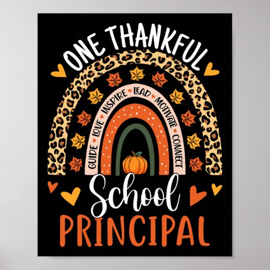 Dankbaar schoolhoofd Thanksgiving Regenboog Leo Poster (Voorkant)
