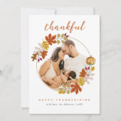Dankbaar Schrift Herfst Botanicals Foto Thanksgivi Feestdagenkaart (Voorkant)