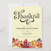 Dankbaar Schrift Waterverf bladeren Gele Mosterd Kaart (Voorkant)