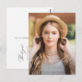 Dankbaar script foto afstudeer bedankt briefkaart (Voorkant / Achterkant)