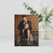 Dankbaar Script Foto bruiloft Dank u Briefkaart (Staand voorkant)