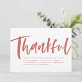 Dankbaar script modern oranje Thanksgiving Kaart (Staand voorkant)