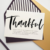 Dankbaar script modern zwart-wit Thanksgiving Kaart