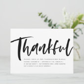 Dankbaar script modern zwart-wit Thanksgiving Kaart (Staand voorkant)