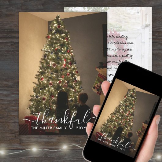 Dankbaar script Verlaat Kerstfoto Nieuwjaar Feestdagenkaart