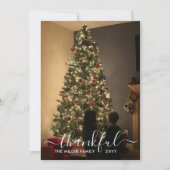 Dankbaar script Verlaat Kerstfoto Nieuwjaar Feestdagenkaart (Voorkant)