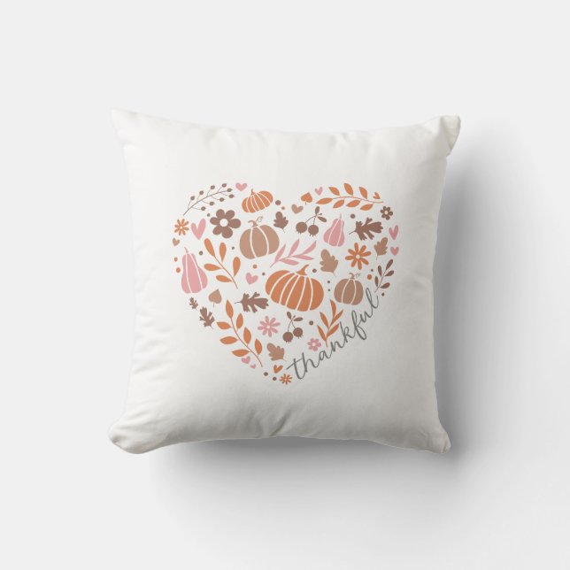 Dankbaar Seizoensgebonden Herfst Hart Graphic Kussen (Voorkant)