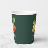 Dankbaar Sinaasappel Pompoen Donkergroen Papieren Bekers (Rechts)