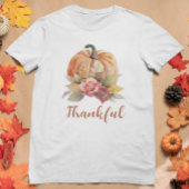 Dankbaar Sinaasappel Pompoen Herfst Bloemen Thanks T-shirt