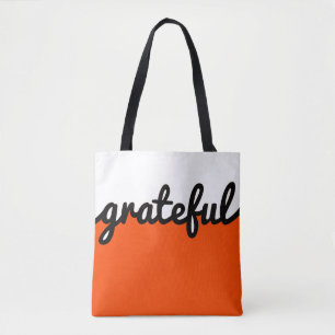 Dankbaar Sinaasappel Zwart Wit Kleurblok Tote Bag