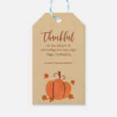 dankbaar | Thanksgiving Hostess Gift Wine Cadeaulabel (Voorkant)