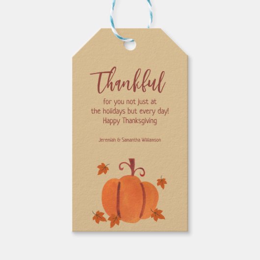dankbaar | Thanksgiving Hostess Gift Wine Cadeaulabel (Voorkant)