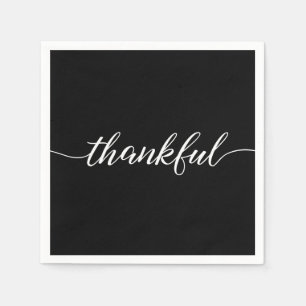 dankbaar   Thanksgiving Script-lettertype   zwart Servet