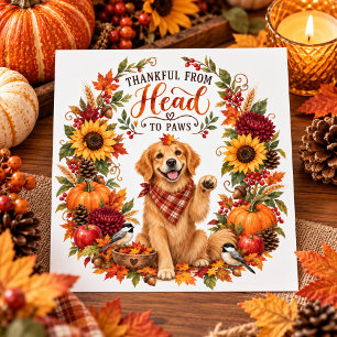 Dankbaar Van Kop Tot Poot Hond Thanksgiving Kaart