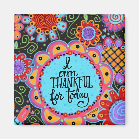 Dankbaar Vandaag Leuk Kleurrijk Trendy Inspirerend Magneet (Voorkant)