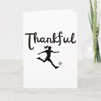 Dankbaar Voetbalspeler Meisje Thanksgiving Footlle Kaart