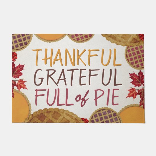Dankbaar Vol Taart Gelukkig Thanksgiving Deurmat (Voorkant)
