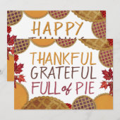 Dankbaar Vol Taart Gelukkig Thanksgiving Feestdagenkaart (Voorkant / Achterkant)