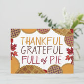 Dankbaar Vol Taart Gelukkig Thanksgiving Feestdagenkaart (Staand voorkant)