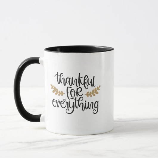 Dankbaar voor Alles Thanksgiving Grappig Mok (Links)