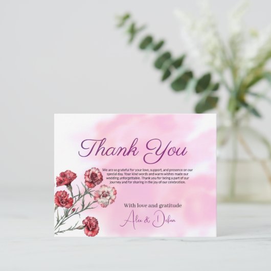 Dankbaar voor anjers briefkaart (Staand voorkant)