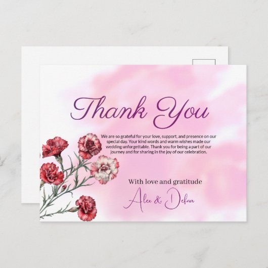 Dankbaar voor anjers briefkaart (Voorkant / Achterkant)