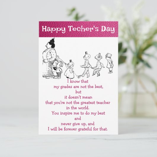 Dankbaar voor de leraar kaart (Staand voorkant)