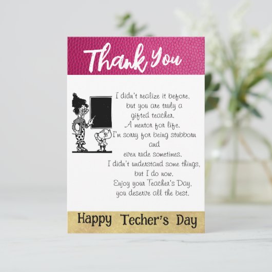 Dankbaar voor de leraar kaart (Staand voorkant)