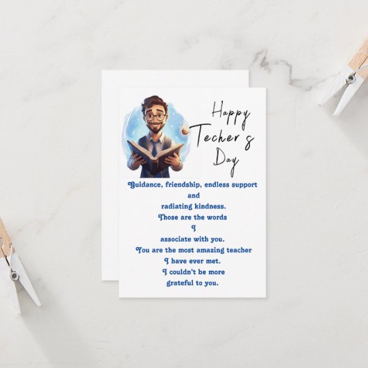 Dankbaar voor de leraar kaart (Voorkant / Achterkant in situ)