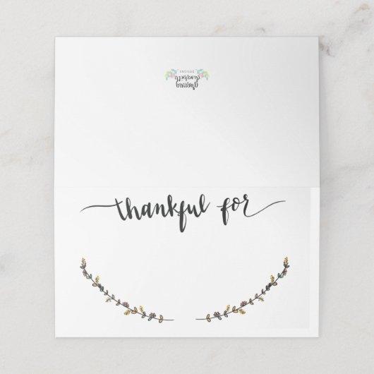 Dankbaar voor de naam van de kaart plaatskaartje (Buitenkant ongevouwen)