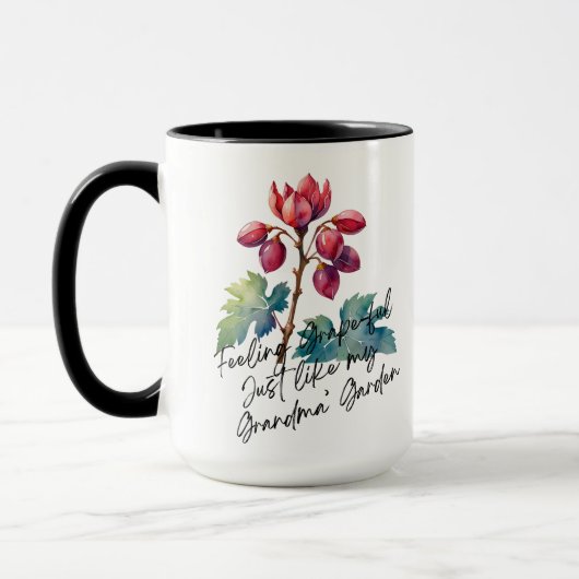 Dankbaar Voor Druiven Oma's Tuin Bloemschildering Mok (Links)