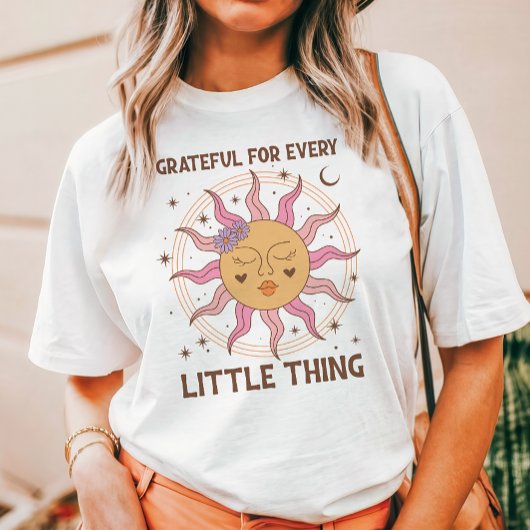 Dankbaar voor elk klein ding Retro Boho Sun Tri-Blend Shirt
