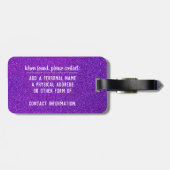 Dankbaar voor elk moment - Vetgedrukte Paarse glit Bagagelabel (Achterkant horizontaal)