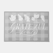 Dankbaar voor Familie Aangepaste Naam Bladeren Gri Deurmat (Voorkant)