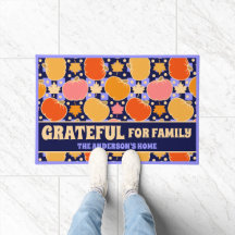 Dankbaar voor Familie Aangepaste Naam Boho Blue Pl