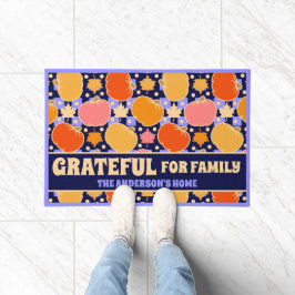 Dankbaar voor Familie Aangepaste Naam Boho Blue Pl Deurmat