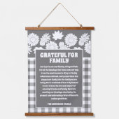 Dankbaar voor Familie Bericht Herfst Flowers Plaid Hangend Wandkleed (Voorkant)