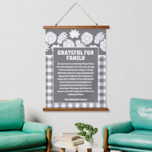 Dankbaar voor Familie Bericht Herfst Flowers Plaid Hangend Wandkleed