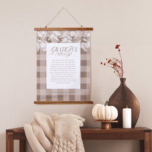 Dankbaar voor Familie Bericht Herfst Foliage Plaid Hangend Wandkleed