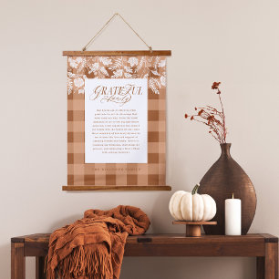 Dankbaar voor Familie Bericht Herfst Foliage Plaid Hangend Wandkleed