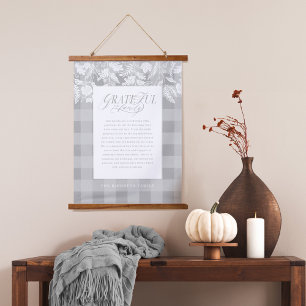 Dankbaar voor Familie Bericht Herfst Foliage Plaid Hangend Wandkleed