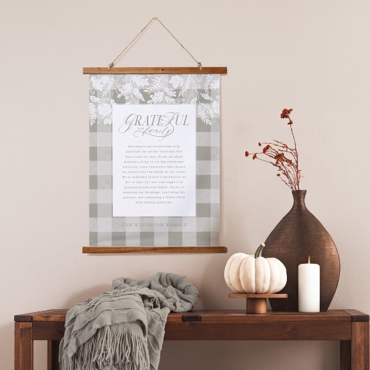 Dankbaar voor Familie Bericht Herfst Foliage Plaid Hangend Wandkleed