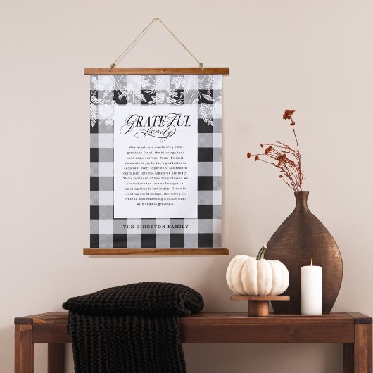 Dankbaar voor Familie Bericht Herfst Foliage Plaid Hangend Wandkleed