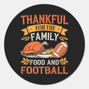 Dankbaar voor familie eten en Football Thanksgivin Ronde Sticker